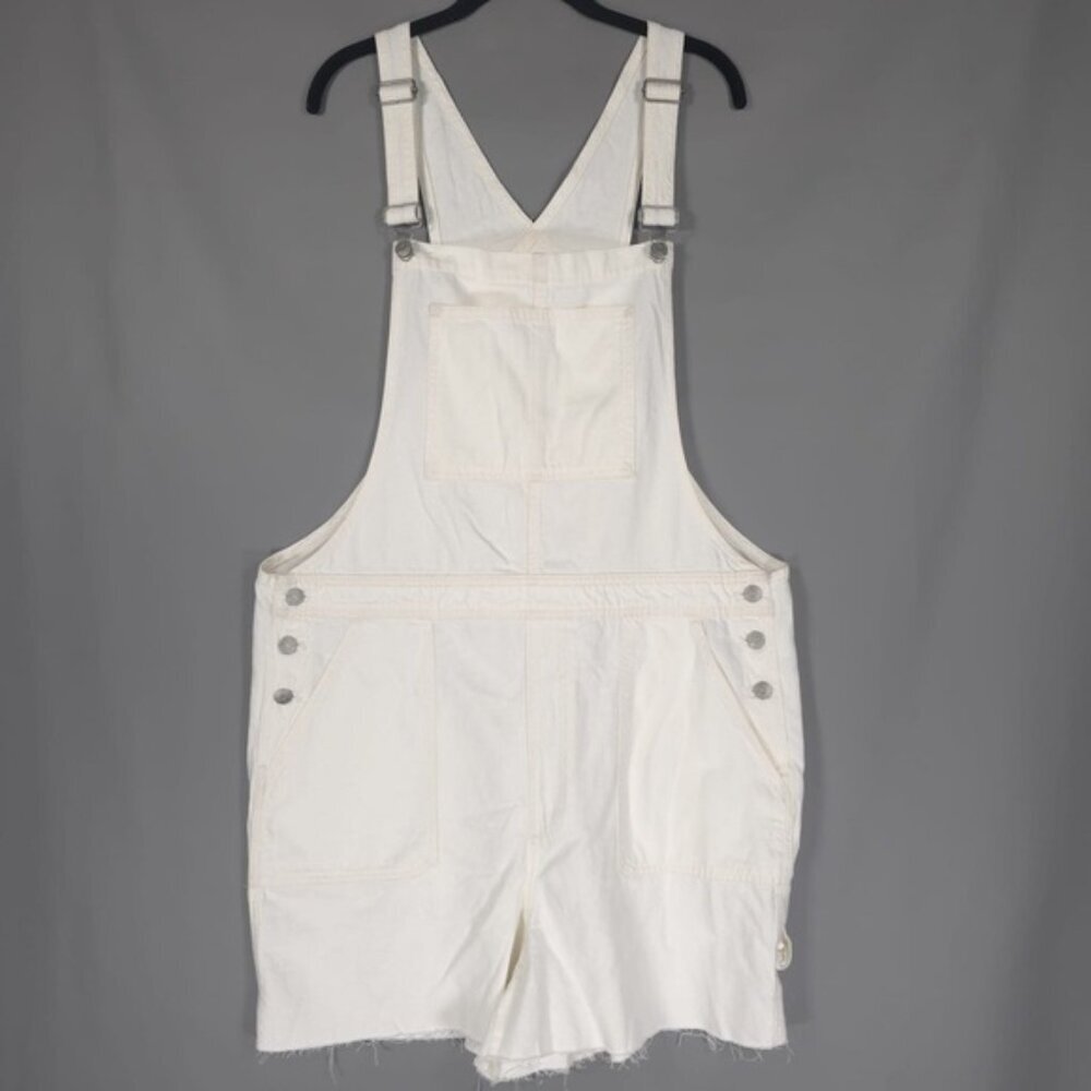 NWT MADEWELL‎ Women’s Denim Oversized Carpenter Shortalls Raw Hem Tile White XXL - Picture 4 of 16